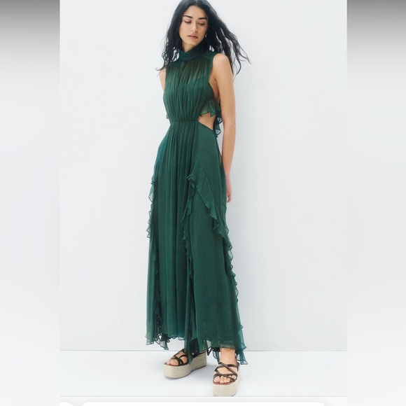 NWT! Shona Joy Leonie Backless Frill Maxi Dress - Rosemary